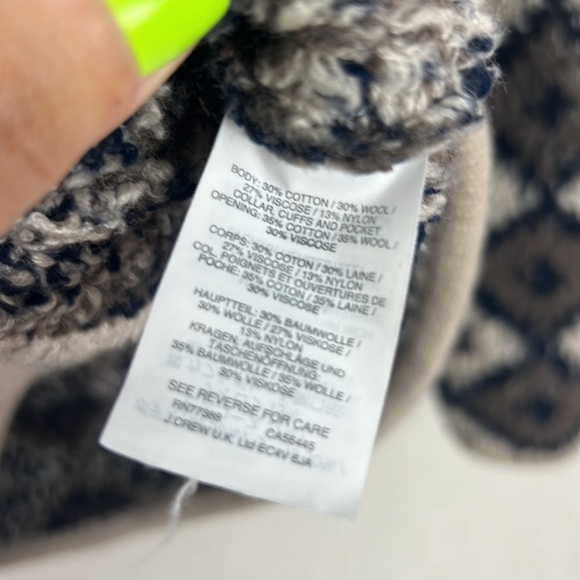 Madewell Popover Sweater Sweatshirt Teddy Design Quarter Zip Taupe Navy Blue - Picture 10 of 10